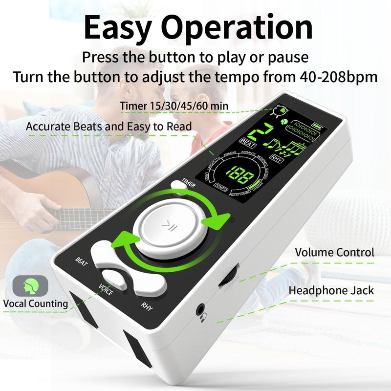 Moreup Electronic Digital Metronome for Musicians Piano Guitar Violin Instrument Volume & Beat Speed Adjustable Universal(Blue) - Image 4